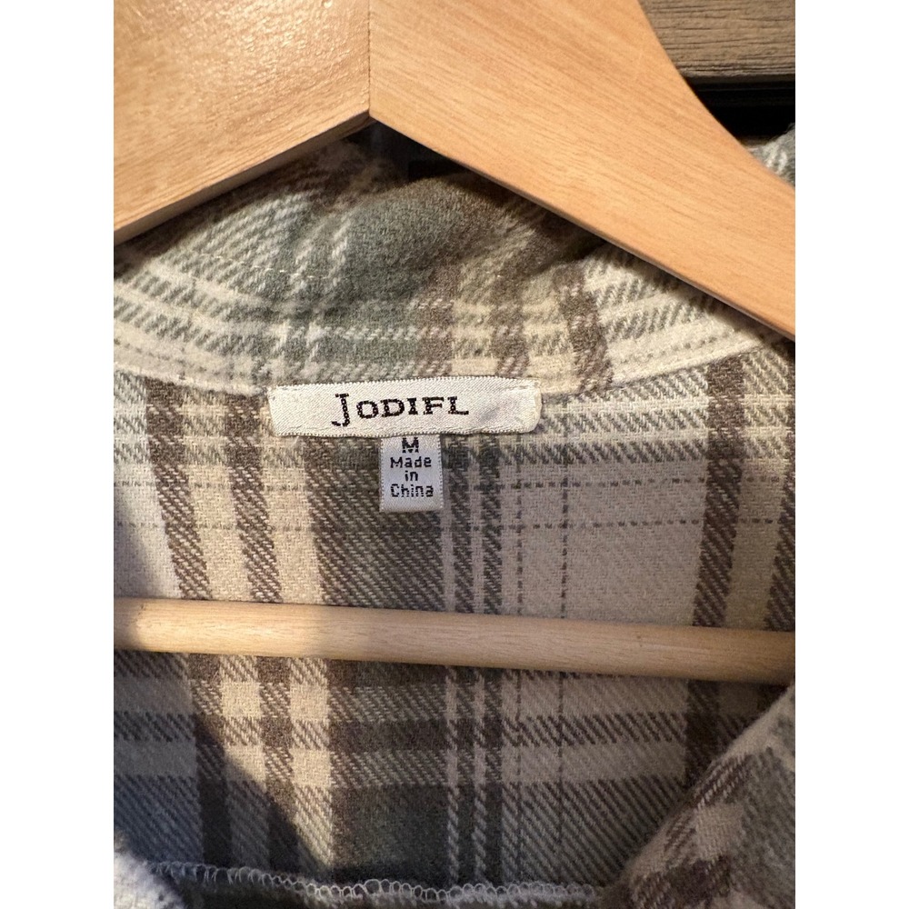 Jodifl Plaid Shacket Oversized Flannel Button Down Jacket Womens M - Picture 4 of 9